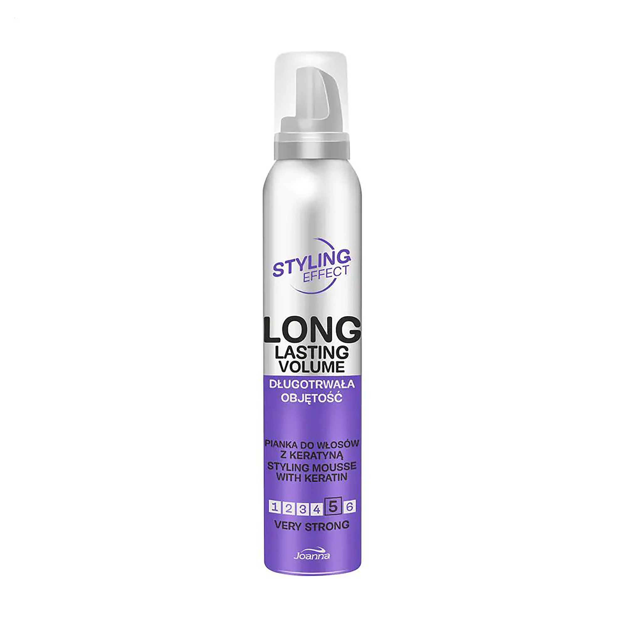 Мус для волосся Joanna Styling Effect Long Lasting Styling Mousse With Keratin Very Strong з кератином, дуже сильна фіксація, 150 мл
